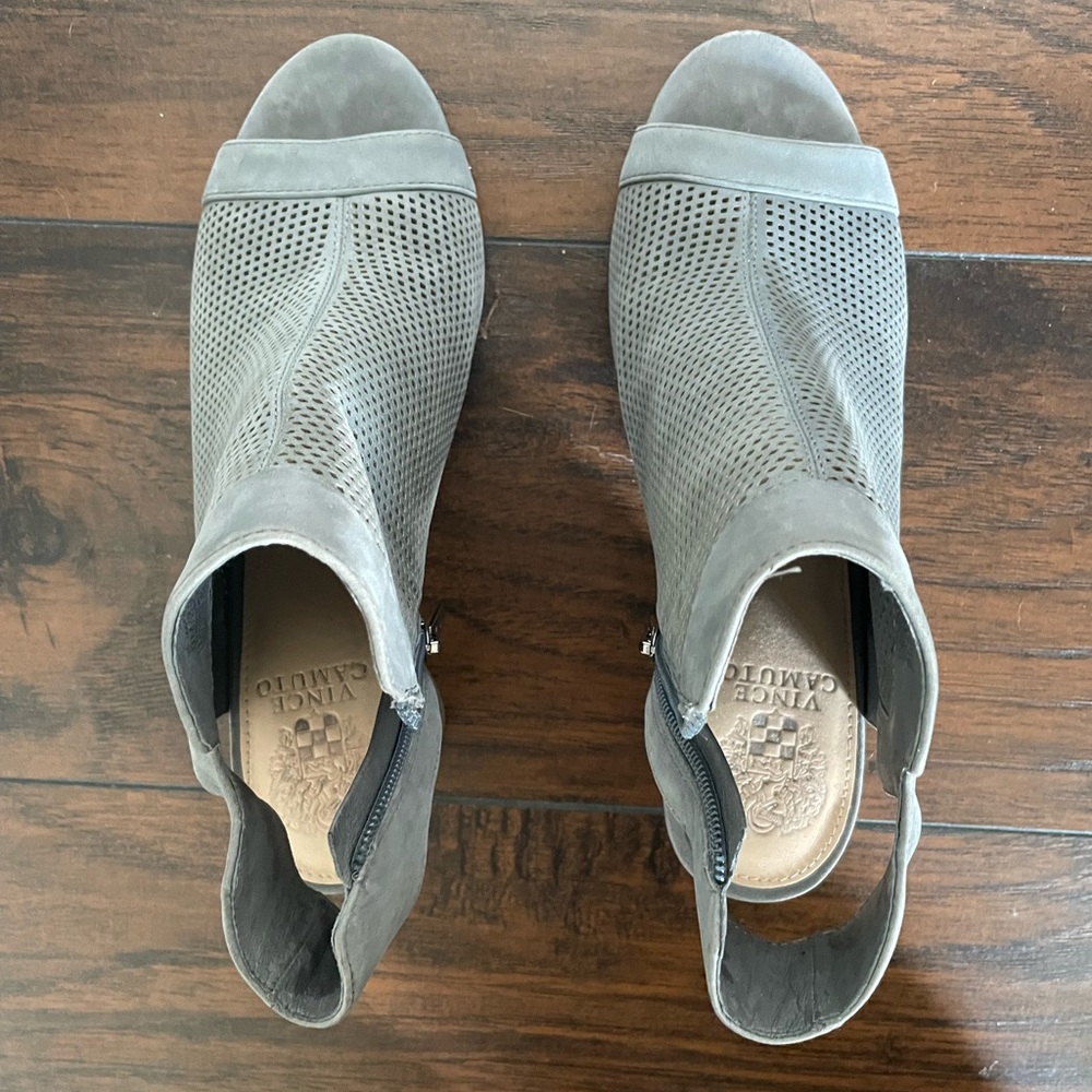 Vince Camuto Gray Open Toed Heeled Booties - image 2